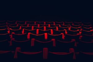 Theatre seats in rows. Original public domain image from Wikimedia Commons